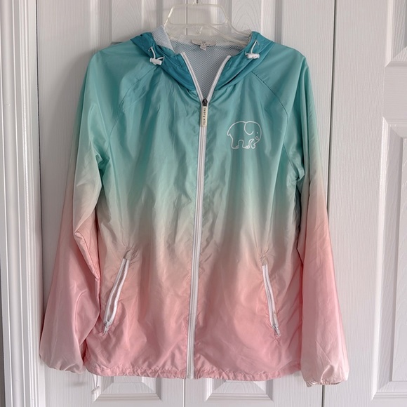 ivory ella Jackets & Blazers - Ivory Ella Mint & Pink Ombré Gradient Hooded Windbreaker- Great Condition - S